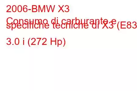 2006-BMW X3
Consumo di carburante e specifiche tecniche di X3 (E83) 3.0 i (272 Hp)