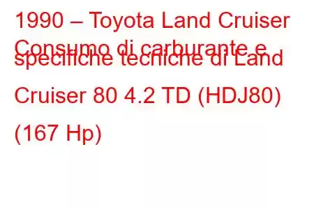 1990 – Toyota Land Cruiser
Consumo di carburante e specifiche tecniche di Land Cruiser 80 4.2 TD (HDJ80) (167 Hp)