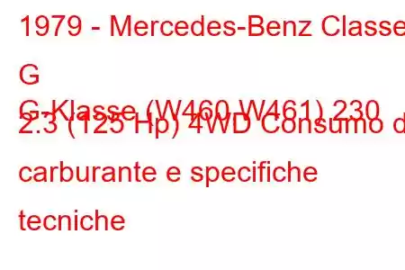 1979 - Mercedes-Benz Classe G
G-Klasse (W460,W461) 230 2.3 (125 Hp) 4WD Consumo di carburante e specifiche tecniche