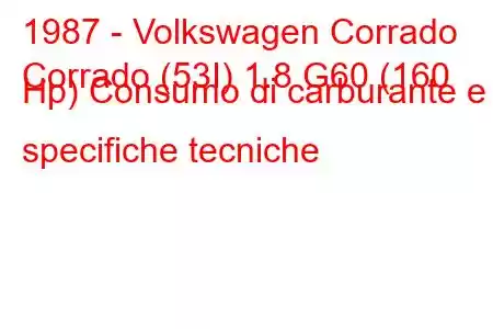 1987 - Volkswagen Corrado
Corrado (53I) 1.8 G60 (160 Hp) Consumo di carburante e specifiche tecniche