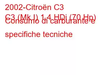 2002-Citroën C3
C3 (Mk I) 1.4 HDi (70 Hp) Consumo di carburante e specifiche tecniche