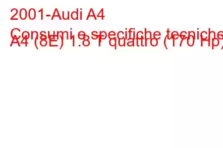 2001-Audi A4
Consumi e specifiche tecniche A4 (8E) 1.8 T quattro (170 Hp)