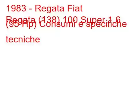 1983 - Regata Fiat
Regata (138) 100 Super 1.6 (95 Hp) Consumi e specifiche tecniche