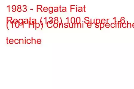 1983 - Regata Fiat
Regata (138) 100 Super 1.6 (101 Hp) Consumi e specifiche tecniche