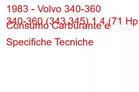 1983 - Volvo 340-360
340-360 (343.345) 1.4 (71 Hp) Consumo Carburante e Specifiche Tecniche