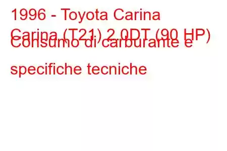 1996 - Toyota Carina
Carina (T21) 2.0DT (90 HP) Consumo di carburante e specifiche tecniche