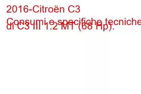 2016-Citroën C3
Consumi e specifiche tecniche di C3 III 1.2 MT (68 Hp).