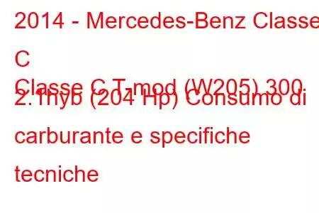 2014 - Mercedes-Benz Classe C
Classe C T-mod (W205) 300 2.1hyb (204 Hp) Consumo di carburante e specifiche tecniche