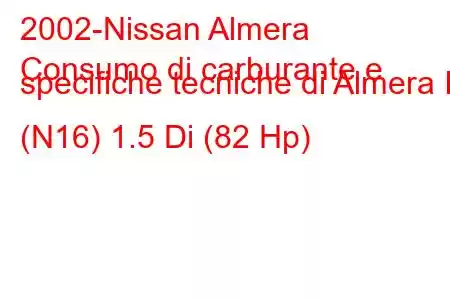 2002-Nissan Almera
Consumo di carburante e specifiche tecniche di Almera II (N16) 1.5 Di (82 Hp)