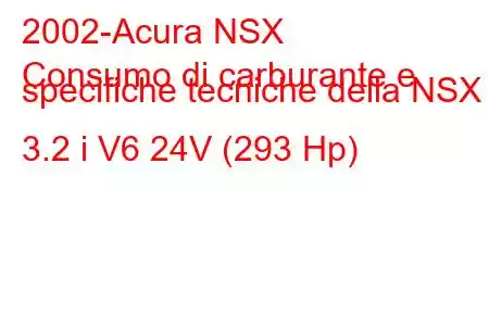 2002-Acura NSX
Consumo di carburante e specifiche tecniche della NSX 3.2 i V6 24V (293 Hp)