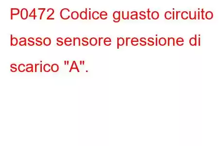 P0472 Codice guasto circuito basso sensore pressione di scarico 