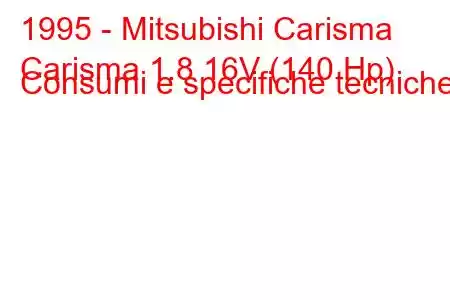 1995 - Mitsubishi Carisma
Carisma 1.8 16V (140 Hp) Consumi e specifiche tecniche