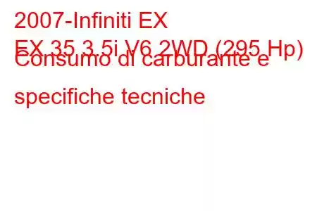 2007-Infiniti EX
EX 35 3.5i V6 2WD (295 Hp) Consumo di carburante e specifiche tecniche