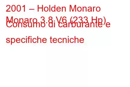 2001 – Holden Monaro
Monaro 3.8 V6 (233 Hp) Consumo di carburante e specifiche tecniche