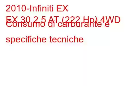 2010-Infiniti EX
EX 30 2.5 AT (222 Hp) 4WD Consumo di carburante e specifiche tecniche