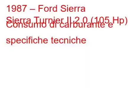 1987 – Ford Sierra
Sierra Turnier II 2.0 (105 Hp) Consumo di carburante e specifiche tecniche