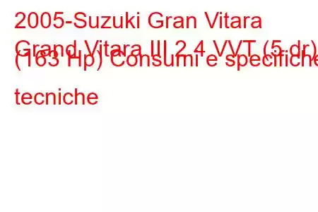 2005-Suzuki Gran Vitara
Grand Vitara III 2.4 VVT (5 dr) (163 Hp) Consumi e specifiche tecniche