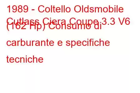 1989 - Coltello Oldsmobile
Cutlass Ciera Coupe 3.3 V6 (162 Hp) Consumo di carburante e specifiche tecniche