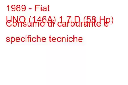 1989 - Fiat
UNO (146A) 1.7 D (58 Hp) Consumo di carburante e specifiche tecniche