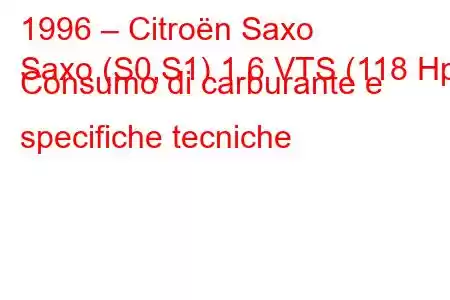 1996 – Citroën Saxo
Saxo (S0,S1) 1.6 VTS (118 Hp) Consumo di carburante e specifiche tecniche