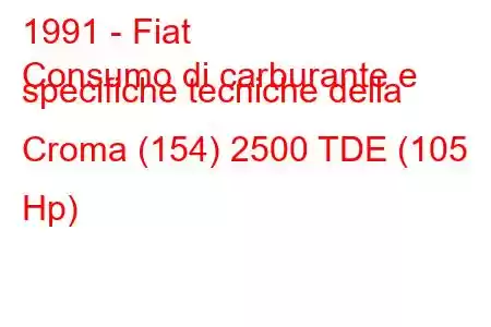 1991 - Fiat
Consumo di carburante e specifiche tecniche della Croma (154) 2500 TDE (105 Hp)