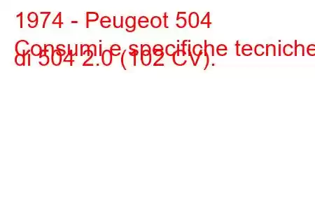 1974 - Peugeot 504
Consumi e specifiche tecniche di 504 2.0 (102 CV).