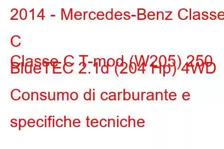 2014 - Mercedes-Benz Classe C
Classe C T-mod (W205) 250 BlueTEC 2.1d (204 Hp) 4WD Consumo di carburante e specifiche tecniche