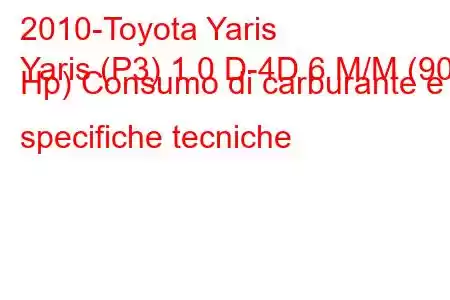 2010-Toyota Yaris
Yaris (P3) 1.0 D-4D 6 M/M (90 Hp) Consumo di carburante e specifiche tecniche