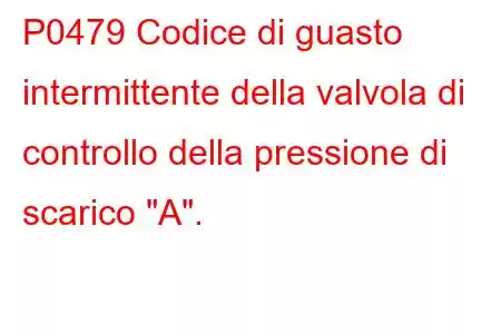 P0479 Codice di guasto intermittente della valvola di controllo della pressione di scarico 