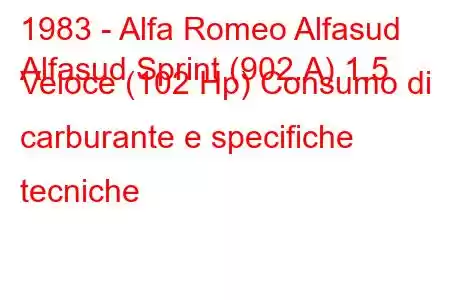 1983 - Alfa Romeo Alfasud
Alfasud Sprint (902.A) 1.5 Veloce (102 Hp) Consumo di carburante e specifiche tecniche