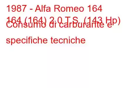 1987 - Alfa Romeo 164
164 (164) 2.0 T.S. (143 Hp) Consumo di carburante e specifiche tecniche