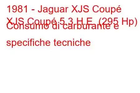 1981 - Jaguar XJS Coupé
XJS Coupé 5.3 H.E. (295 Hp) Consumo di carburante e specifiche tecniche