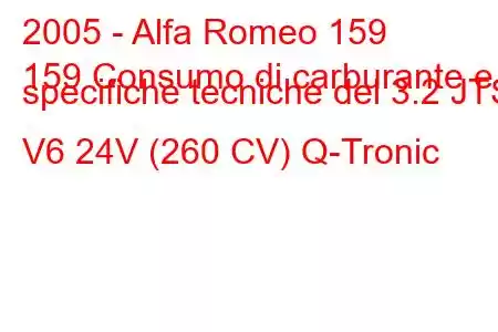 2005 - Alfa Romeo 159
159 Consumo di carburante e specifiche tecniche del 3.2 JTS V6 24V (260 CV) Q-Tronic