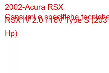 2002-Acura RSX
Consumi e specifiche tecniche RSX IV 2.0 i 16V Type S (203 Hp)