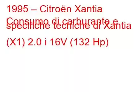 1995 – Citroën Xantia
Consumo di carburante e specifiche tecniche di Xantia (X1) 2.0 i 16V (132 Hp)