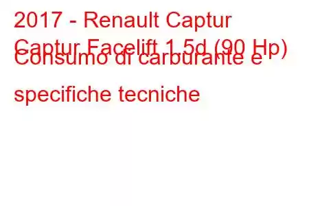 2017 - Renault Captur
Captur Facelift 1.5d (90 Hp) Consumo di carburante e specifiche tecniche