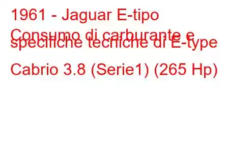 1961 - Jaguar E-tipo
Consumo di carburante e specifiche tecniche di E-type Cabrio 3.8 (Serie1) (265 Hp)