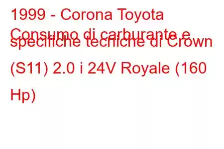 1999 - Corona Toyota
Consumo di carburante e specifiche tecniche di Crown (S11) 2.0 i 24V Royale (160 Hp)