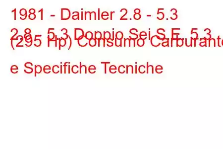 1981 - Daimler 2.8 - 5.3
2.8 - 5.3 Doppio Sei S.E. 5.3 (295 Hp) Consumo Carburante e Specifiche Tecniche