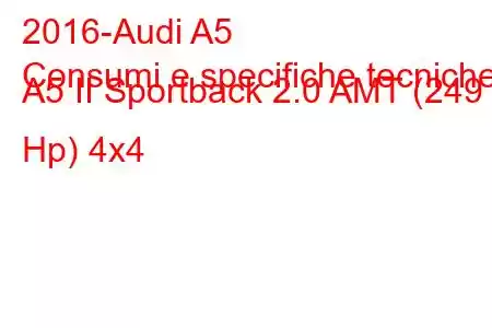 2016-Audi A5
Consumi e specifiche tecniche A5 II Sportback 2.0 AMT (249 Hp) 4x4