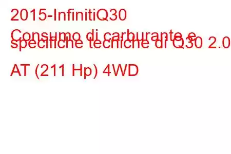 2015-InfinitiQ30
Consumo di carburante e specifiche tecniche di Q30 2.0 AT (211 Hp) 4WD