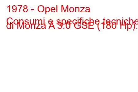 1978 - Opel Monza
Consumi e specifiche tecniche di Monza A 3.0 GSE (180 Hp).