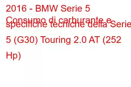 2016 - BMW Serie 5
Consumo di carburante e specifiche tecniche della Serie 5 (G30) Touring 2.0 AT (252 Hp)