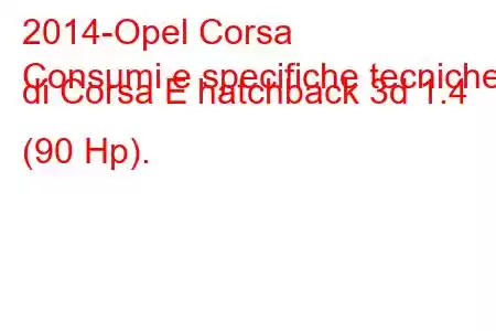 2014-Opel Corsa
Consumi e specifiche tecniche di Corsa E hatchback 3d 1.4 (90 Hp).