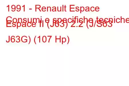 1991 - Renault Espace
Consumi e specifiche tecniche Espace II (J63) 2.2 (J/S63 J63G) (107 Hp)