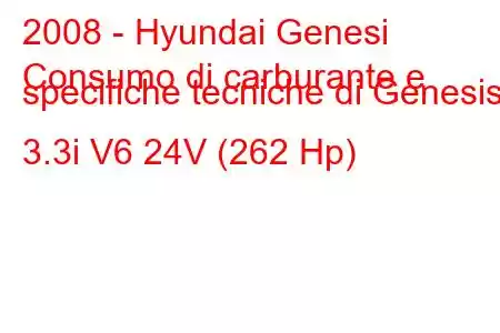 2008 - Hyundai Genesi
Consumo di carburante e specifiche tecniche di Genesis 3.3i V6 24V (262 Hp)