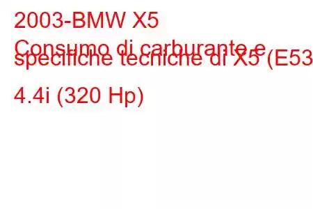 2003-BMW X5
Consumo di carburante e specifiche tecniche di X5 (E53) 4.4i (320 Hp)