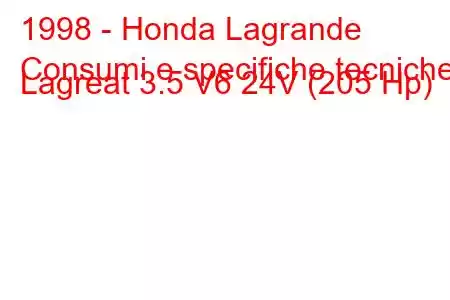 1998 - Honda Lagrande
Consumi e specifiche tecniche Lagreat 3.5 V6 24V (205 Hp)