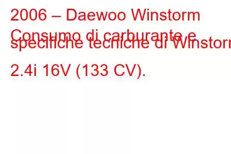 2006 – Daewoo Winstorm
Consumo di carburante e specifiche tecniche di Winstorm 2.4i 16V (133 CV).