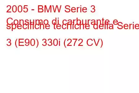 2005 - BMW Serie 3
Consumo di carburante e specifiche tecniche della Serie 3 (E90) 330i (272 CV)